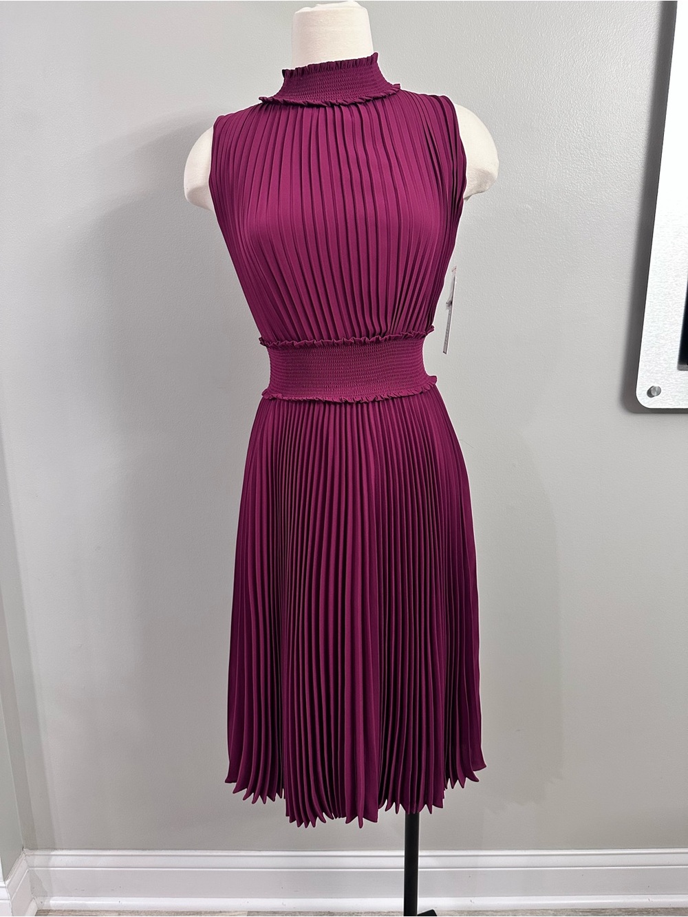 Nanette Lepore Sleeveless Pleated Midi Dress in Plum (Bali Orchid)
